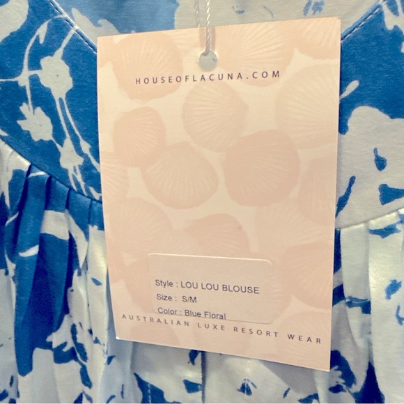 NWT House of Lacuna Lou Lou Blouse in Blue Floral - Picture 6 of 7